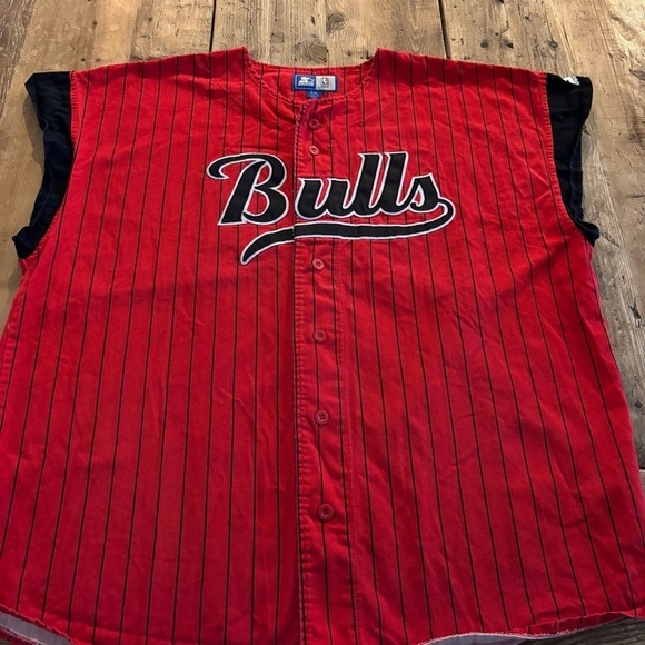 Vintage STARTER 90s Chicago Bulls Pinstripe Baseball Jersey 
Men’s XXL - Picture 5 of 13